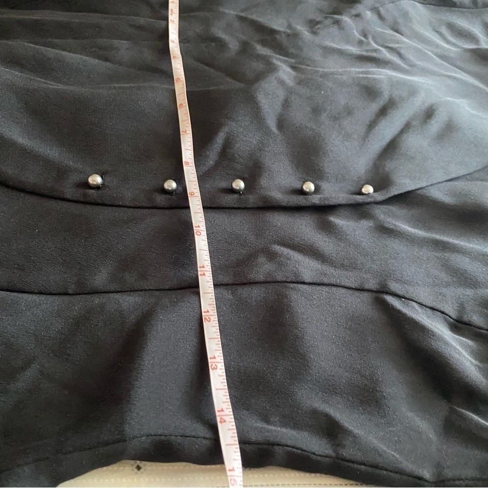 Ralph Lauren 100% Silk blouse silver buttons shirt long sleeve v neck size 4 - Picture 7 of 8